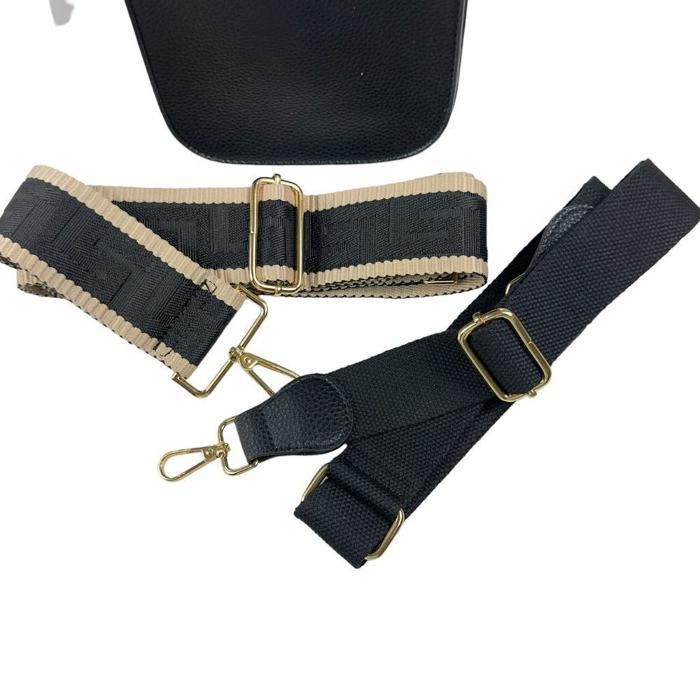 Side Pouch Mini Crossbody Bag Solid Black with Tw… - image 14